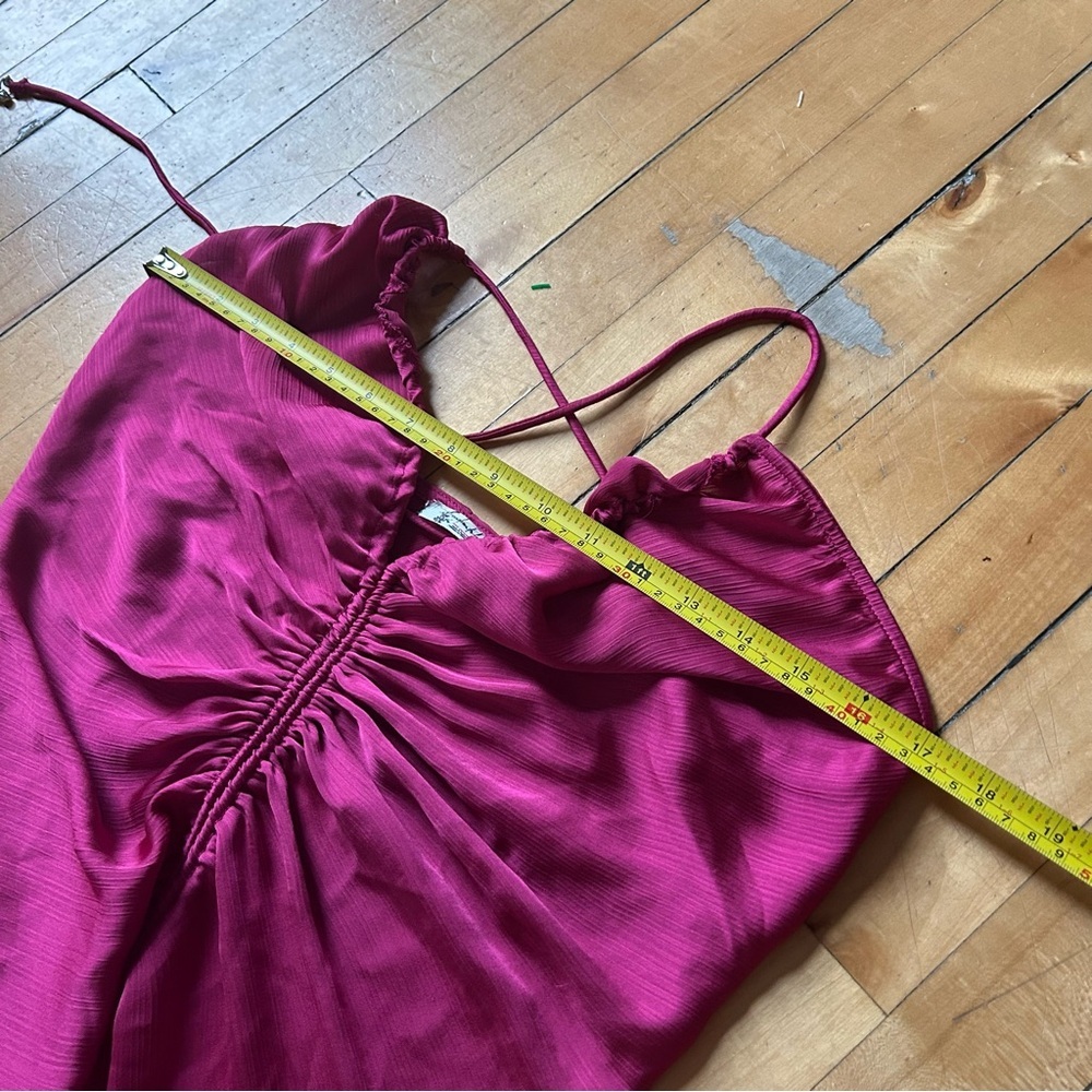 Intimately Free People Sz XL Nothing Better Pink Raspberry Midi Satin Slip Dress - Picture 10 of 16